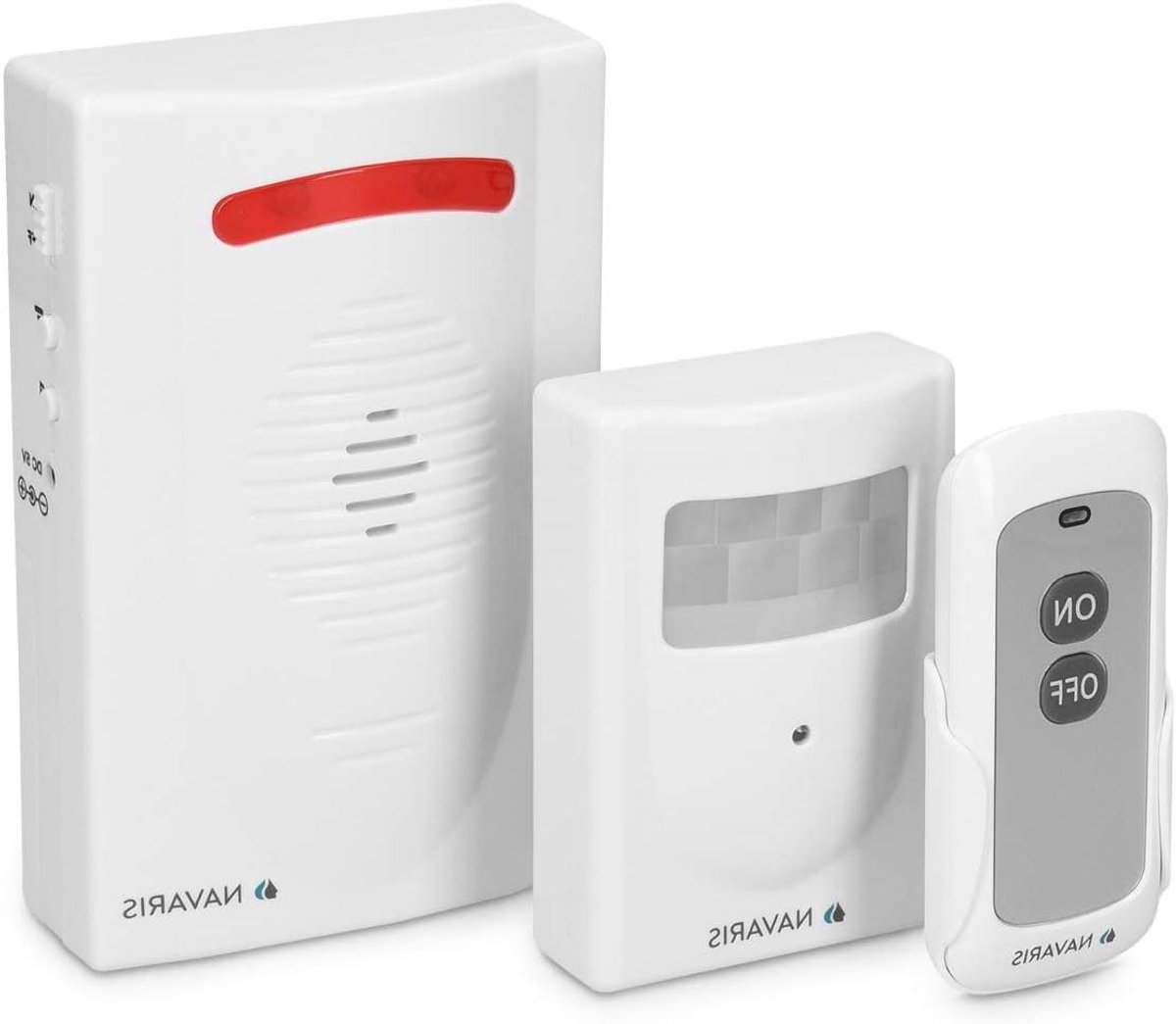 Draadloos Oprit Alarm - Bewegingsmelder Systeem - Buiten Beveiligen - Licht En Geluid - 8 Meter Bereik - Wit