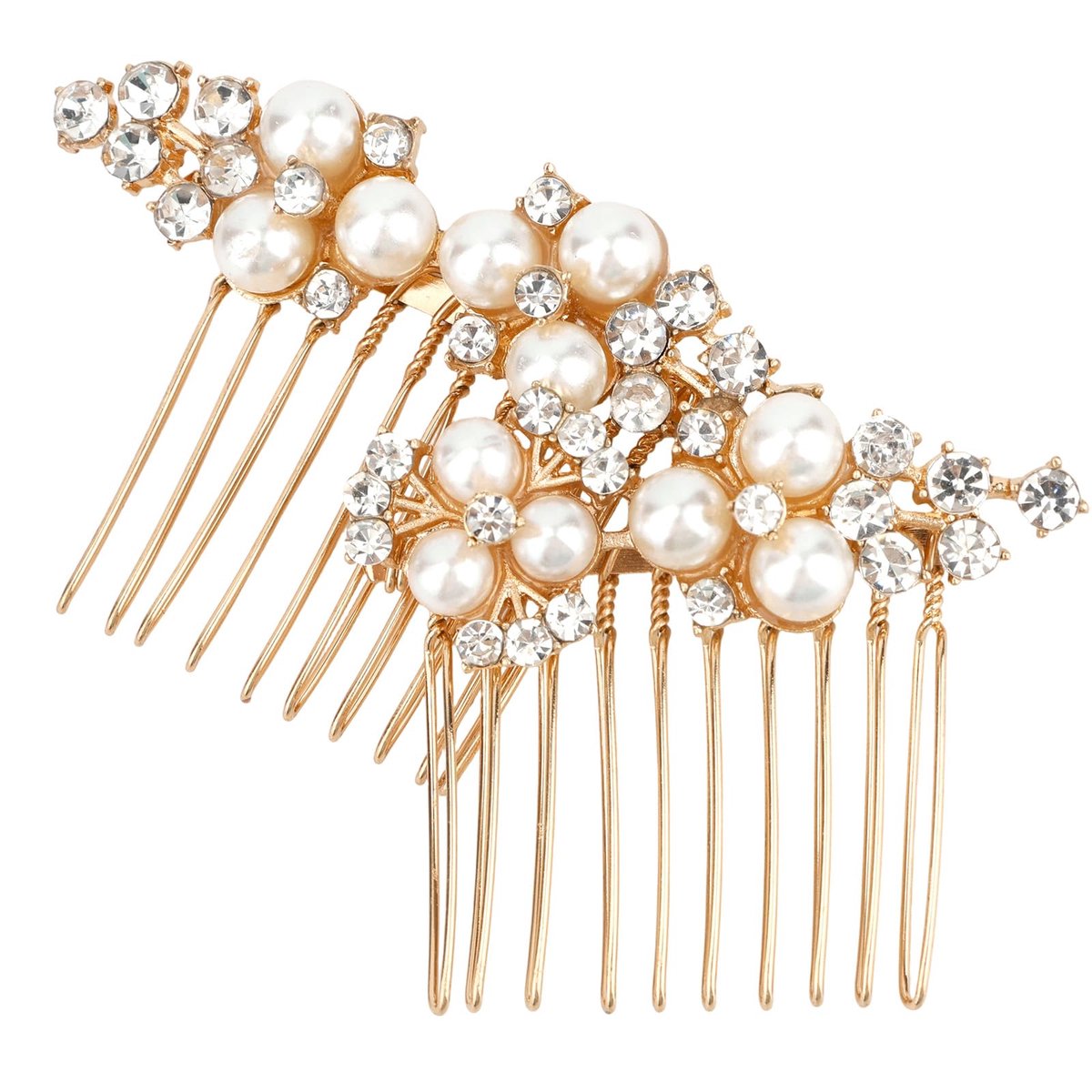 Haarkammen voor Dames, Haarkammen Van Zinklegering met Strass-Steentjes en Parels Bruidshaaraccessoires voor Bruiloften en Feestjes