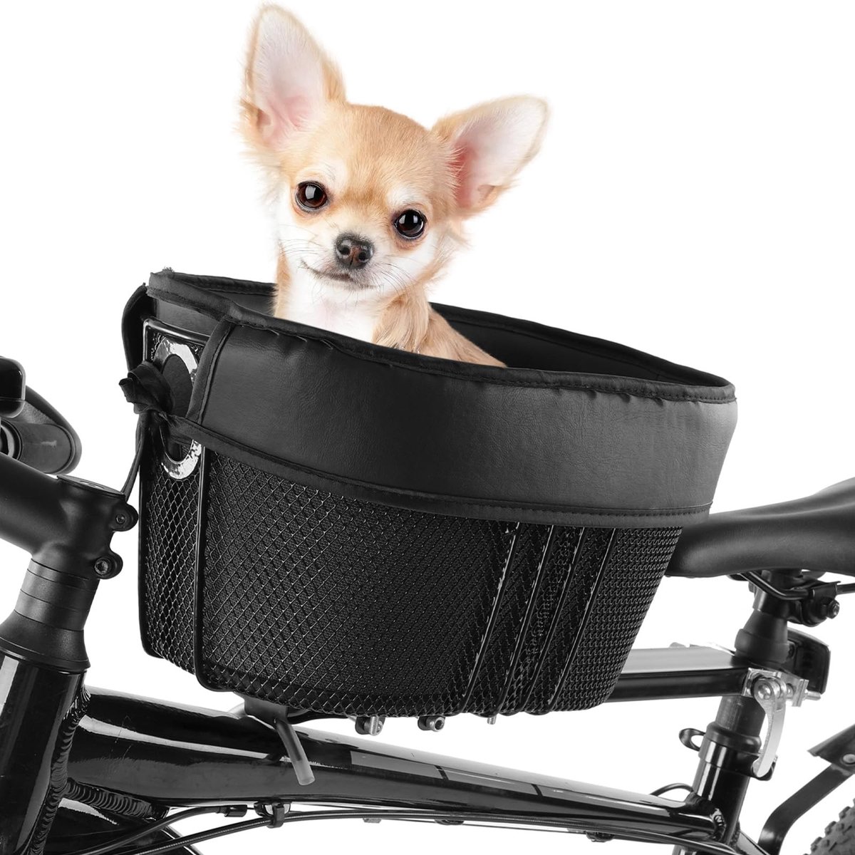 Mand voor honden, zachte fietsendrager, afneembare voormand, kleine kattenhondenfietsdrager (Type A)