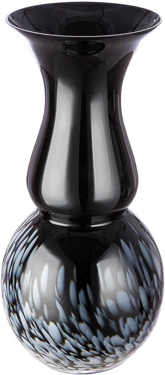 Decoratieve beker vaas groot zwart wit - moderne decoratieve vaas decoratief object glazen vaas bloemenvaas handgemaakt van gekleurd glas - hoogte 43 cm