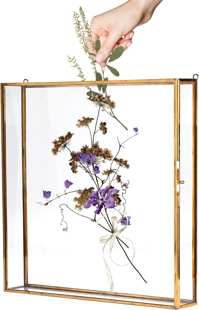 Bruiloft glazen kaartendoos met gleuf 30x30 cm, Golden Terrarium Clear View glazen box, vintage presentatiedoos voor huwelijksreceptie, wanddecoratie en tafelbevestiging, met ketting