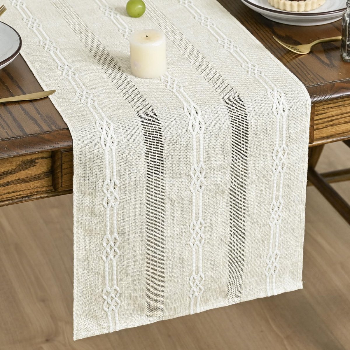 Mode Linnen boerderij rustieke boho beige tafelloper 33x143 cm, seizoensgebonden vintage vakantie keuken eettafel decoratie voor thuisfeest decoratie