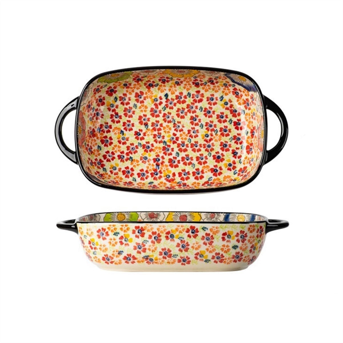 Grote capaciteit huishoudelijk keramisch servies noedelkom soepkom slakom retro dubbel oor hittebestendig ovenschaal(27.5cm)