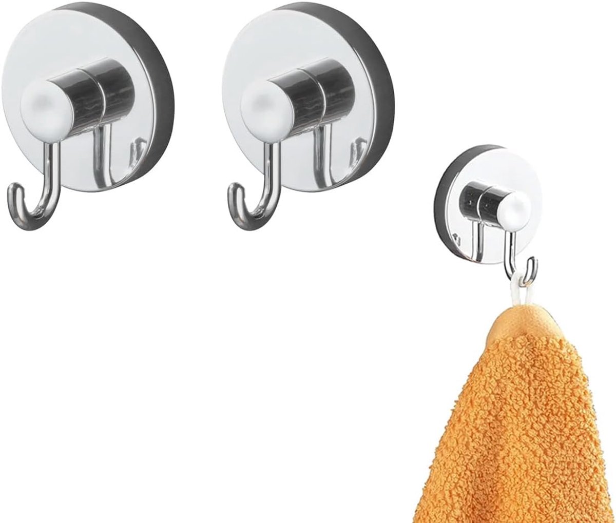 Set van 2 handdoekhouders voor badkamer en keuken met bevestiging zonder boren - handdoekhouder met zuignapbevestiging, van metaal, 7 x 4,5 x 6 cm