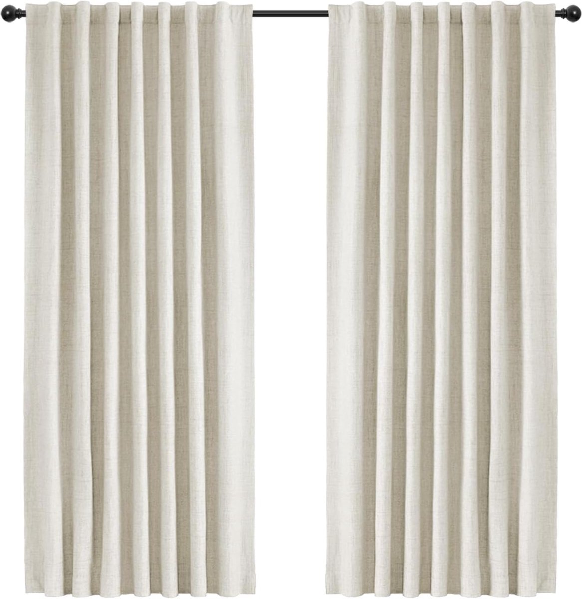 100% Verduisterende Gordijnen 2 Stuks, Linnenlook Gordijnen Thermische Gordijnen Koudewerende Ondoorzichtige Gordijnen, Beige Gordijnen voor Woonkamer Slaapkamer, H 175 x B 140 cm