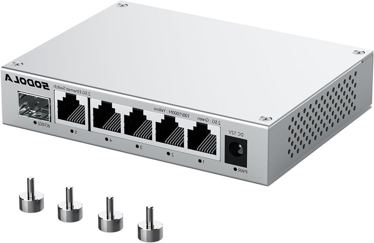 Netwerk Switch - Ethernet Switch LAN Switch - Snelle Dataoverdracht - 2.5G & 10G Poorten - 6 Poorten - Zwart