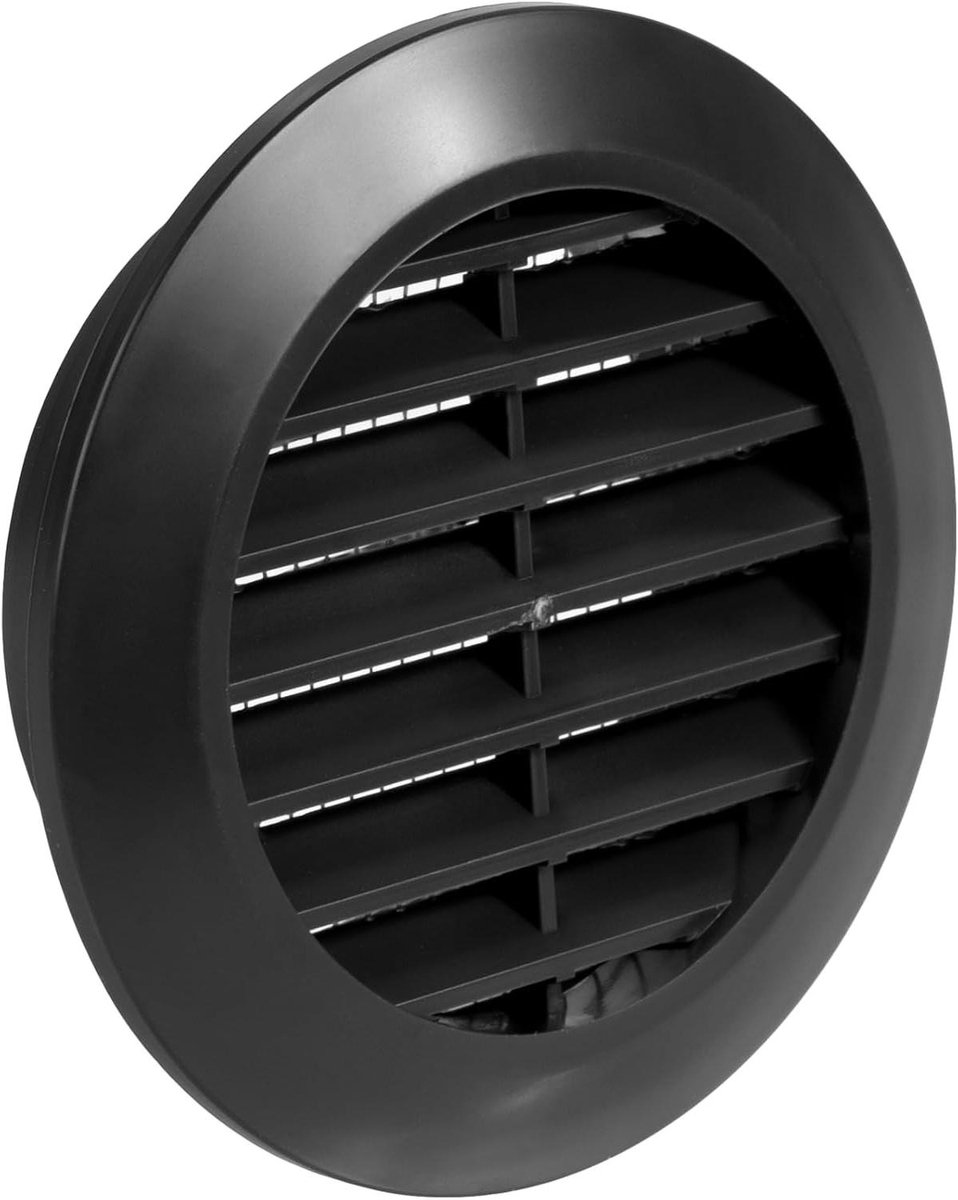 Ventilatiegrille Rond - Ventilatierooster Deur - Luchtcirculatie Verbeteren - Met Insectenhor - 60 mm - Zwart