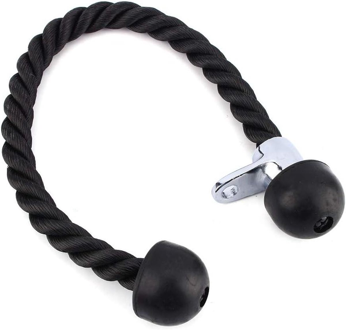 Triceps Biceps Touw - Fitness Touw - Kracht Training - Gevlochten Nylon - 70 cm - Zwart
