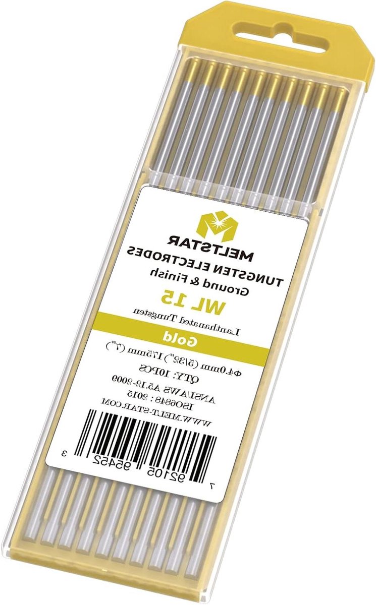 Wolfraam Elektroden - TIG Elektroden Lanthanated Elektroden - Lassen - Stralingsvrij - 4.0 mm x 175 mm - Goud