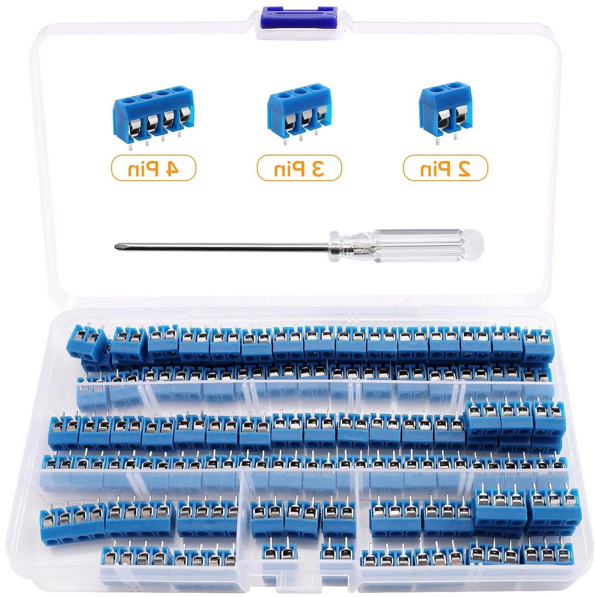 PCB Schroef Klemmenblok - Aansluitklemmen Connectoren - DIY Projecten - Splicebaar Ontwerp - 5mm Spoed - Blauw