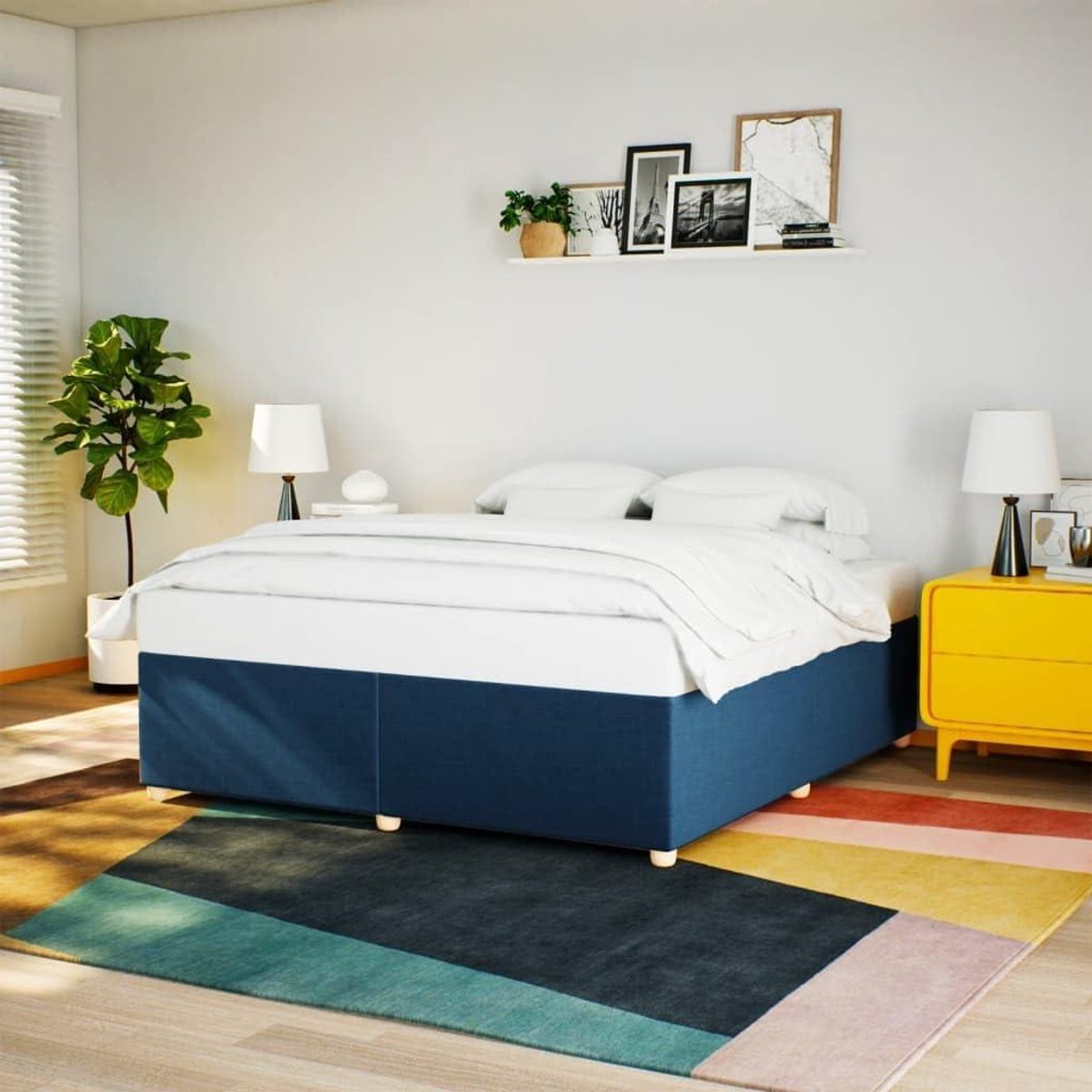 Bedframe - Bed Dubbelbed - Slapen - Met Lattenbodem - 180x200 cm - Blauw