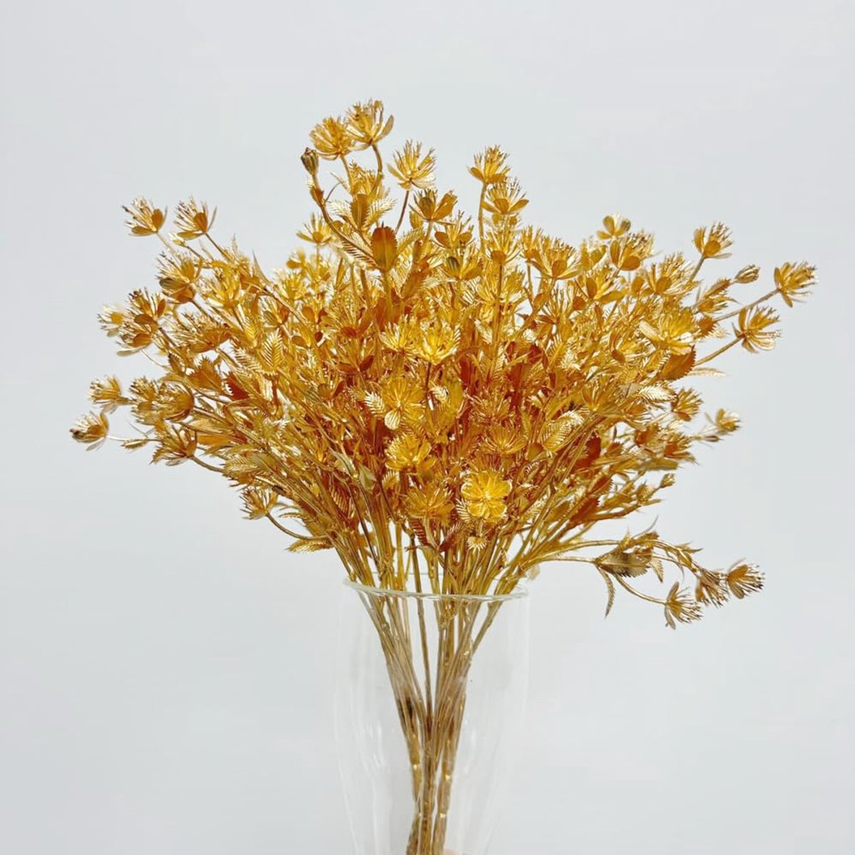 4 trossen gouden kunstplant, 14 inch tropische struik verfraaiende vakantie bloemen, binnen buiten feest voor bloem, bloemkransen, bruiloft achtergrond boog muur (goud - baby adem gypsophila)