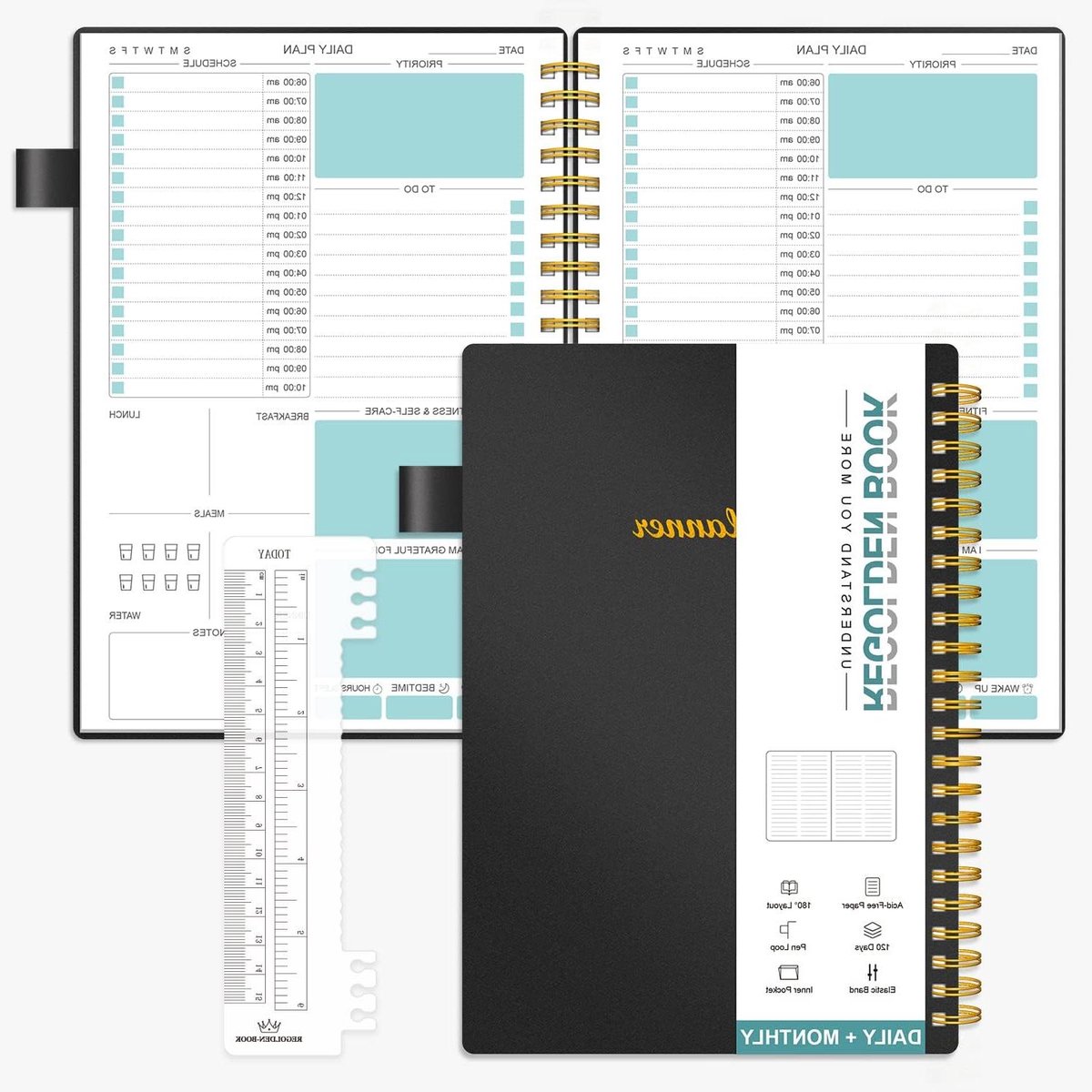 Dagelijkse Planner - Agenda Notitieboek - Productiviteit Verhogend - Ongedateerde Lay-out - A5 - Zwart