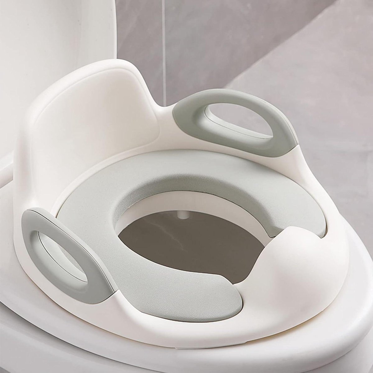 Kindertoiletbril met Handvat - Kinder Potje Toiletverkleiner - Zindelijkheidstraining - Spatbescherming - Universeel Model - Wit