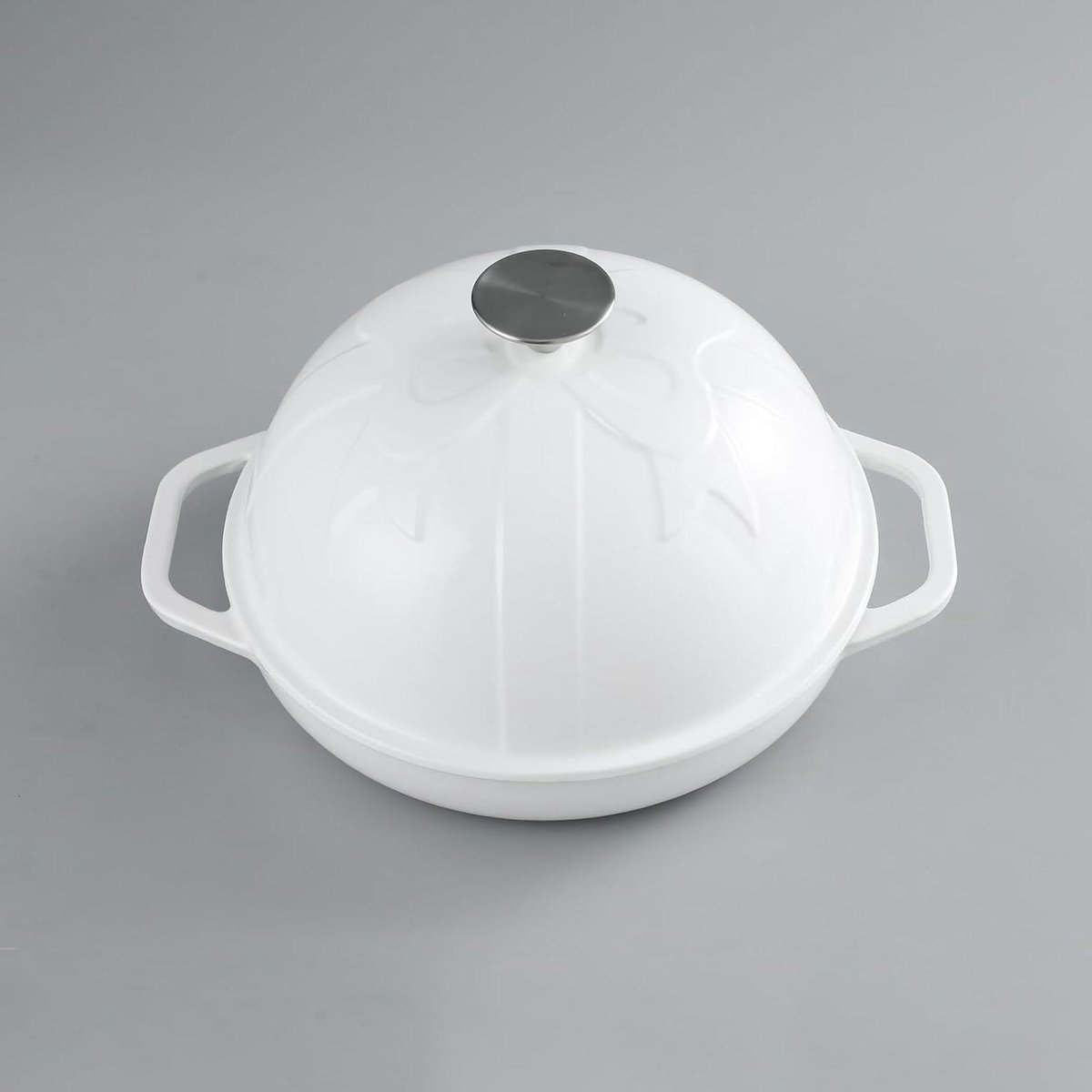 Gietijzeren Brood Oven - Brood Pan Cloche - Brood Bakken - Geëmailleerd Buitenkant - 25 cm Diameter - Wit
