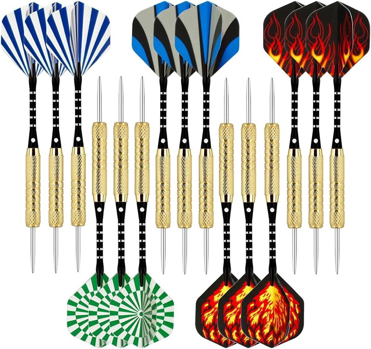 Stalen Dartpijlen Set - Dartpijlen met Stalen Punt - Darts Spelen - Onbreekbare Aluminium Schachten - 18 gram - Zilver