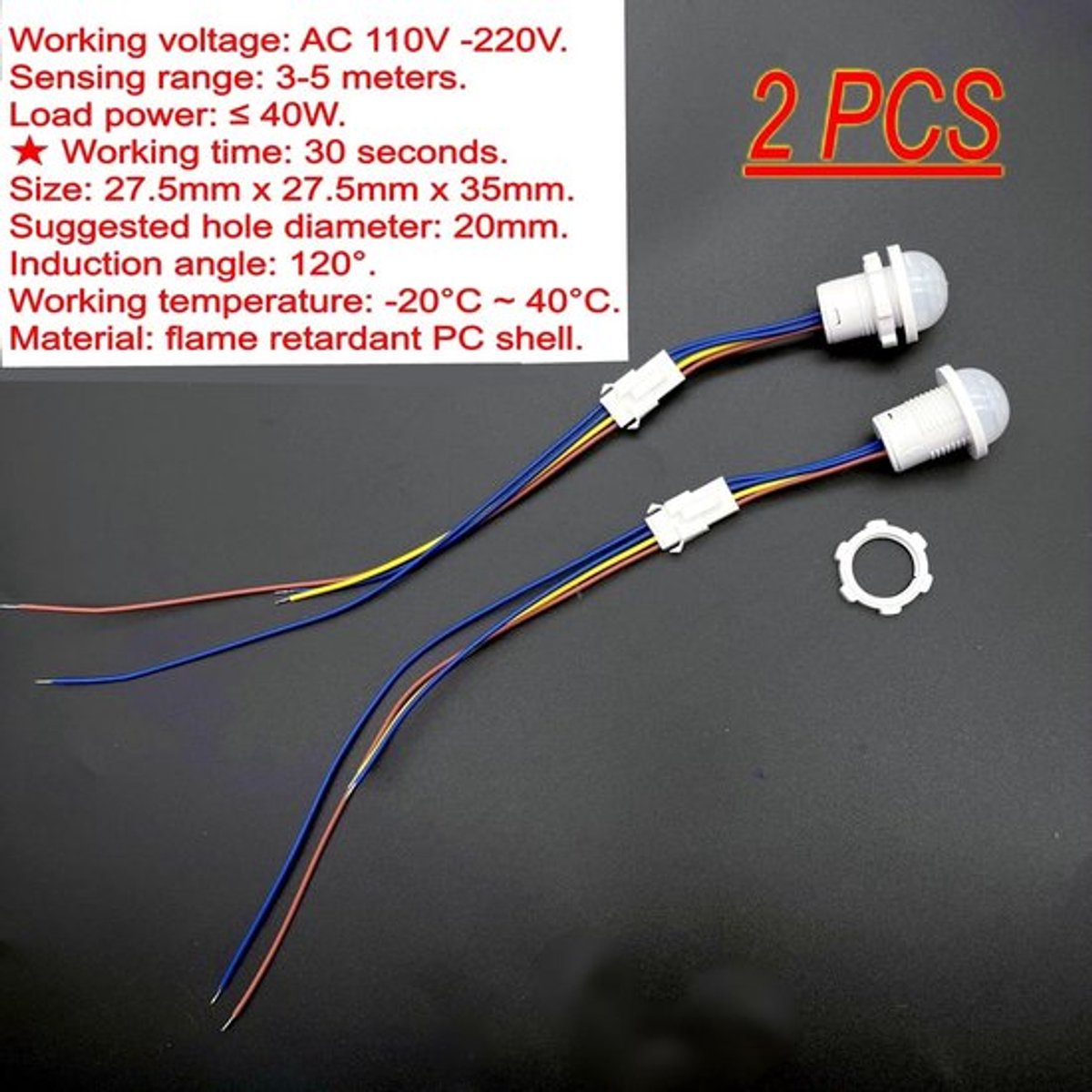 Jhubersproducts - Bewegingssensor - 2 Stuks - AC 110-220v - Infrarood