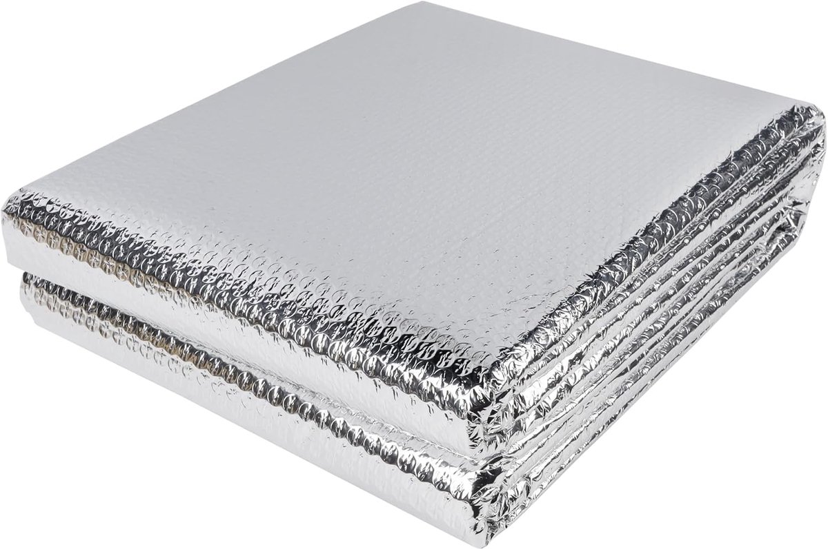 Isolatiefolie Dubbel Laags Aluminiumfolie 0,6 x 5 m – 200 g/m² Warmte Reflecterende Folie met Luchtkussen – Voor Dak-, Vloer- en Muurisolatie, Radiatorfolie