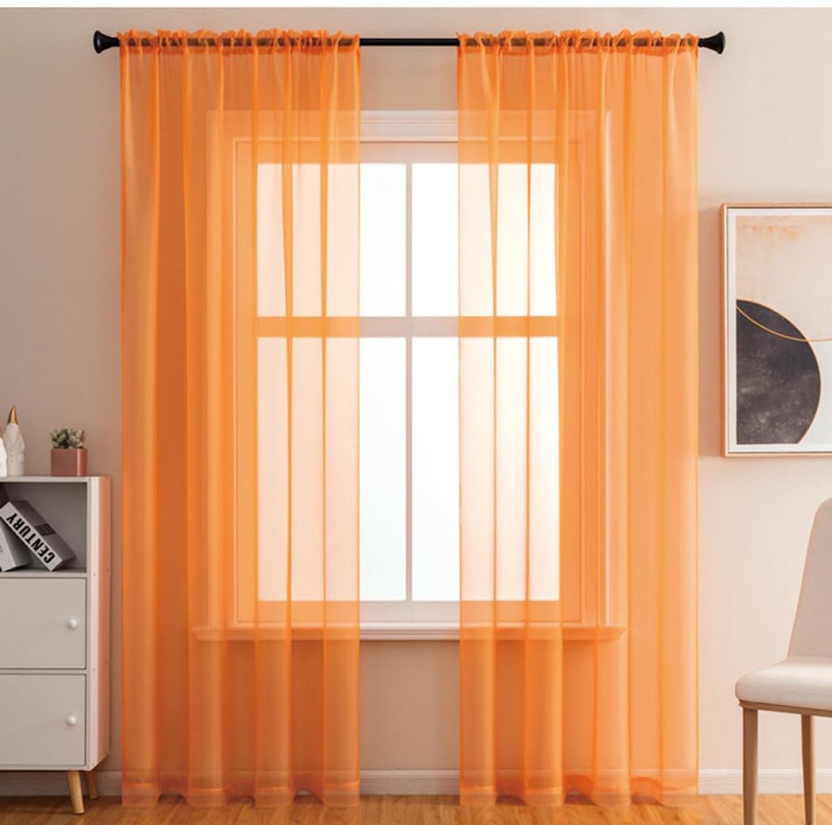 Set van 2 transparante gordijnen voor woonkamer, semi-transparante gordijnen voor woonkamer, moderne vitrage, voile gordijn met ogen, decoratief gordijn voor ramen, slaapkamer, balkondeur, 140 x 180