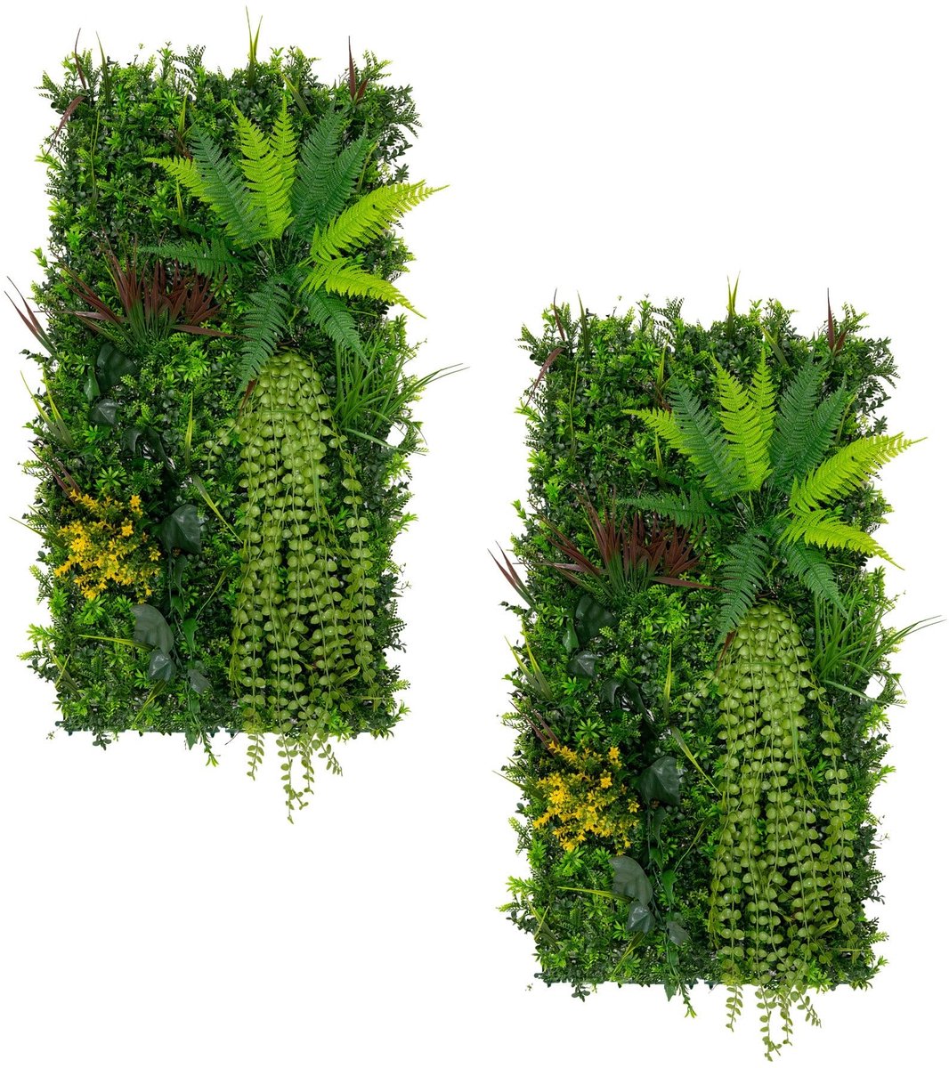 x2 Kunstmatige Planten Wand Panelen 50x100cm Alina Levend Bladeren Groenplant Tegels, Binnen/Buiten, Weer/UV-Bestendig, Kunsthaag, Privacy Achtergrond, Tuin Woondecoratie, Snap & Lock Bevestigings