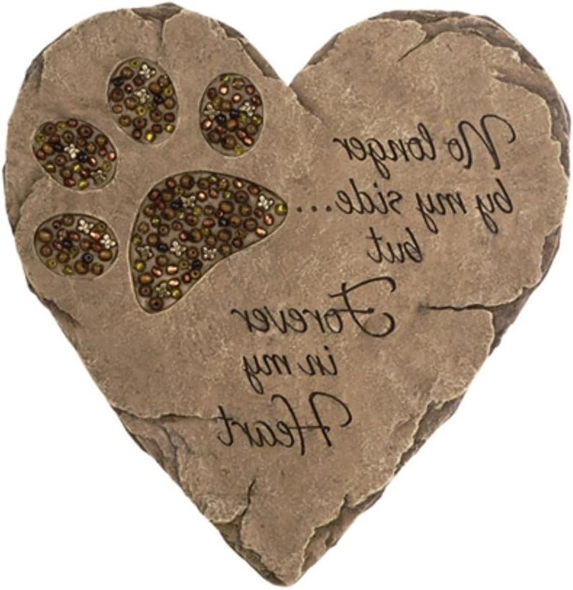 Tuin Stepping Stone - Herdenkingssteen Huisdier - Herdenking Huisdier - Gekralde Pootafdruk - 25 x 23 cm - Grijs