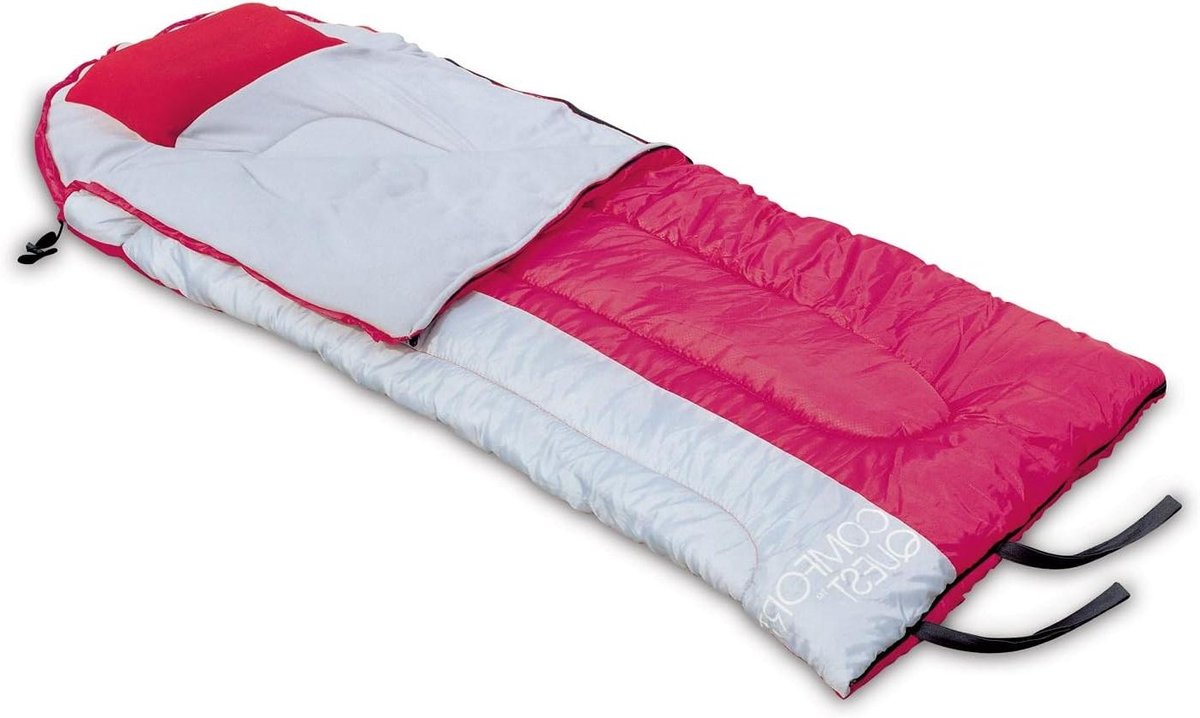 Slaapzak Comfort Quest - Reis Slaapzak - Kamperen en wandelen - Met hoofdkussen - 203 x 91 cm - Rood grijs