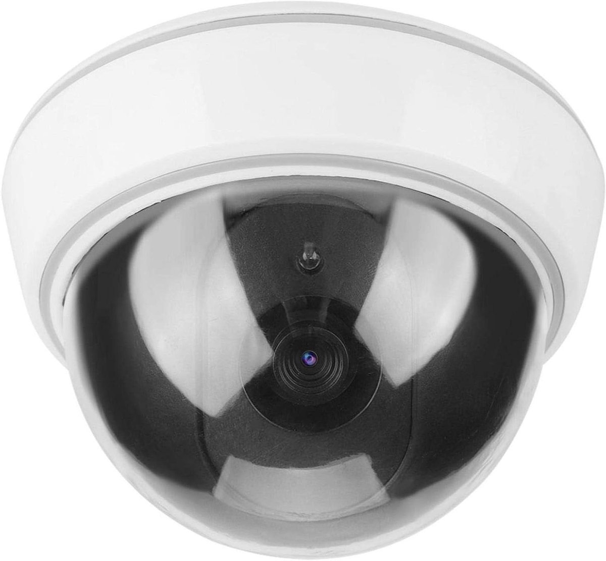 Nep Beveiligingscamera - Dummy Camera Alarm - Diefstal Voorkomen - Knipperend Rood LED - 12.5 cm Diameter - Wit