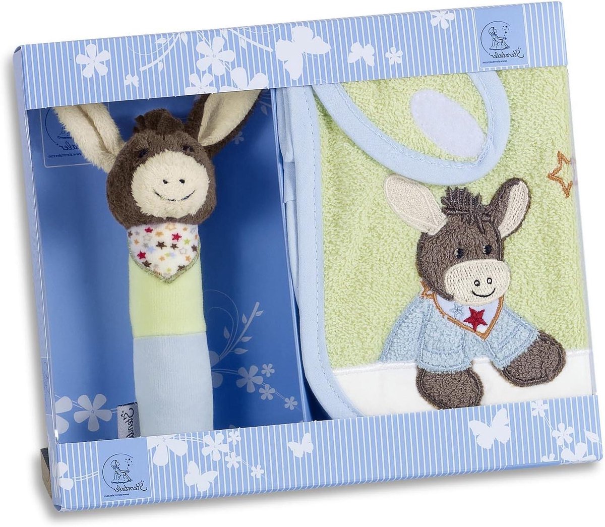 Babyshower Cadeauset - Baby Geschenkset - Baby Verzorgen - Met Bijtfiguur - 20 x 24 x 5 cm - Groen Blauw