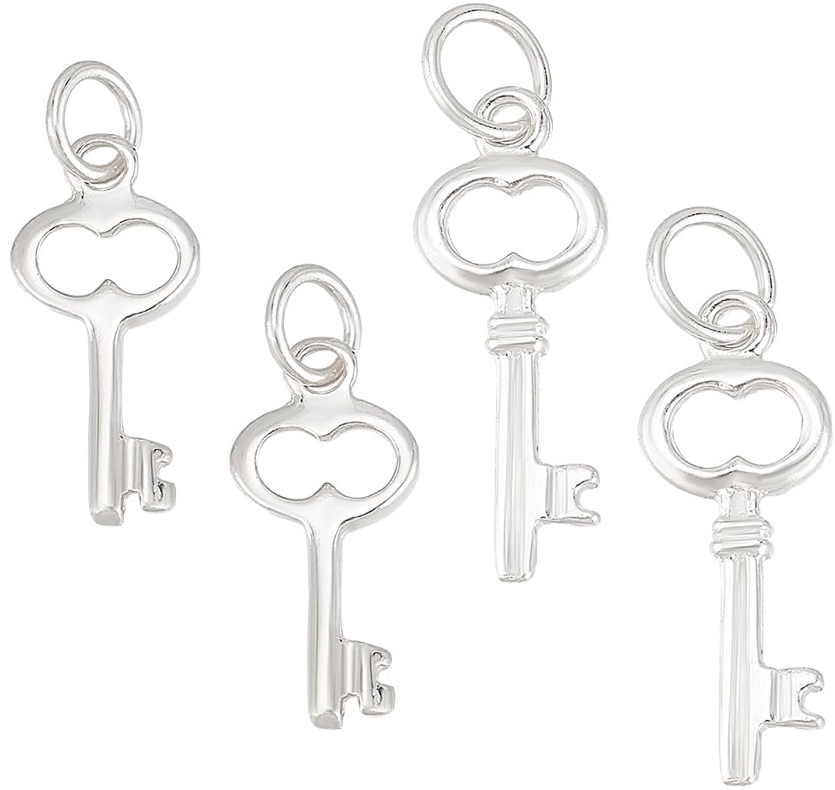 PandaHall 2 stijlen sleutelhangers 4 stuks sleutelhangers van sterling zilver met springring ambachtelijke accessoires sleutelhanger skelet vintage voor het maken van sieraden DIY, 19.5x7.5x1.5mm,