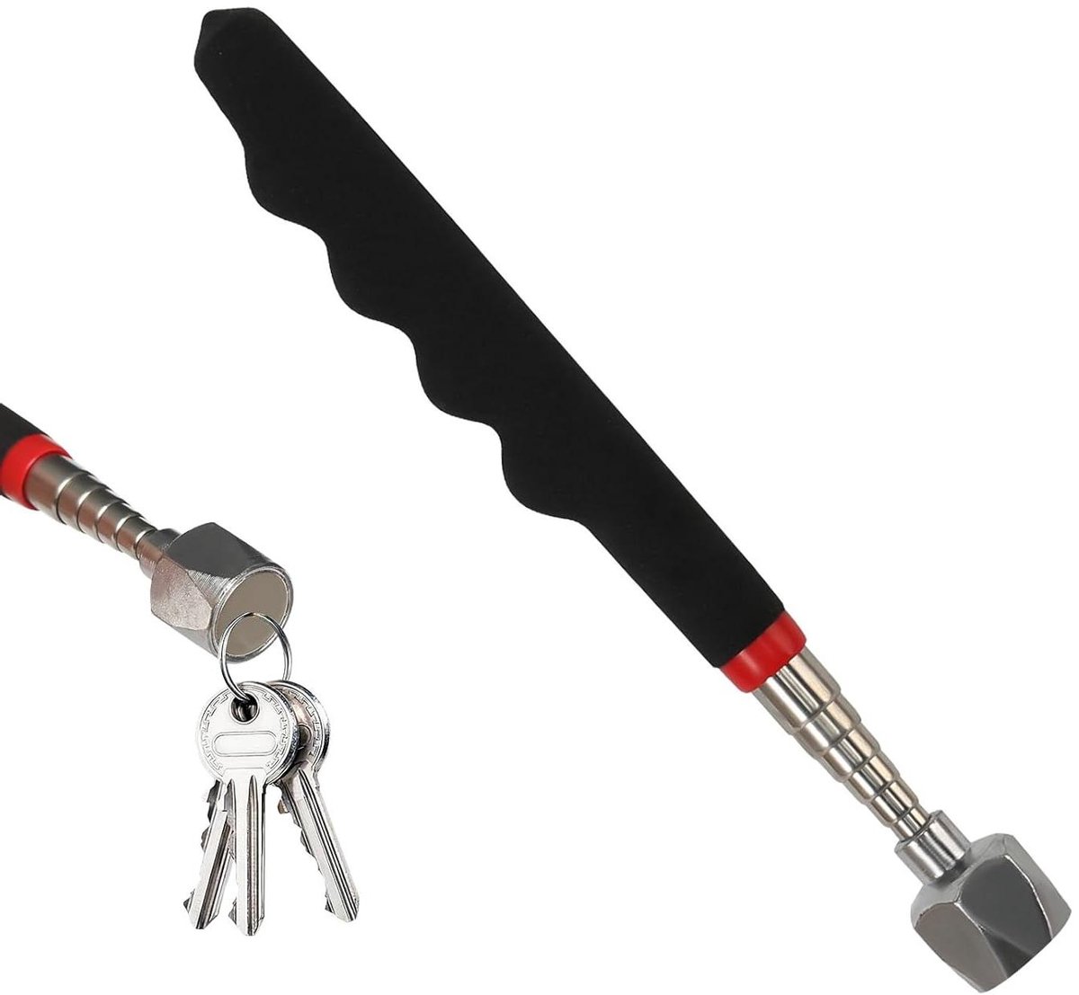 Telescopische magneetstang - Grijper gereedschap - Onderdelen oppakken - Sterke zuigkracht - Tot 80 cm - Zilverkleurig