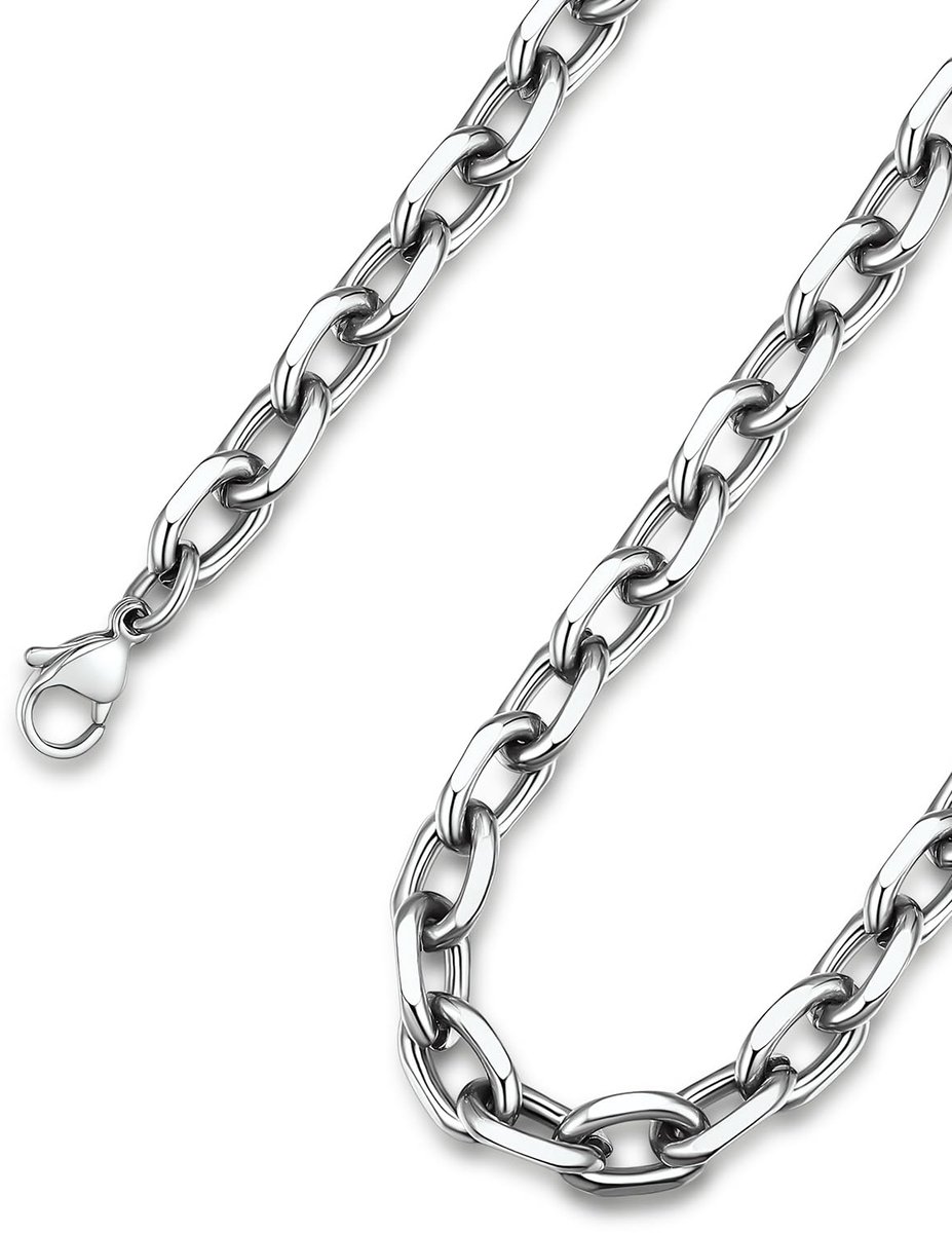 Mannen Vrouwen Ketting Rolo Ketting, 3mm/5mm/7mm/9mm/12mm Breed Roestvrij Staal/Zwart/Vergulde Kabel Link Ketting, 18"-30" Lengte