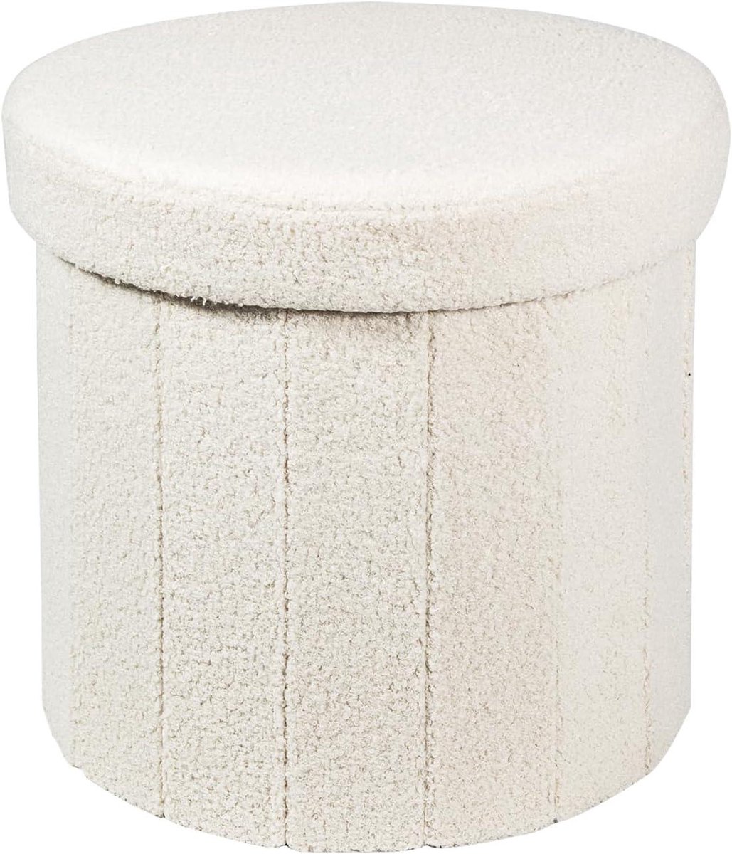 Opbergkruk - Voetenbank kist - Ruimte Organiseren - Inklapbaar ontwerp - 38 x 38 x 38 cm - Beige