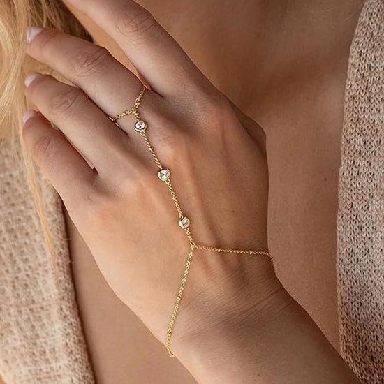 Handketting Armband Vingerring Verbinding Schakelketting Armsieraad Handsieraden Damesarmband — afbeelding 2