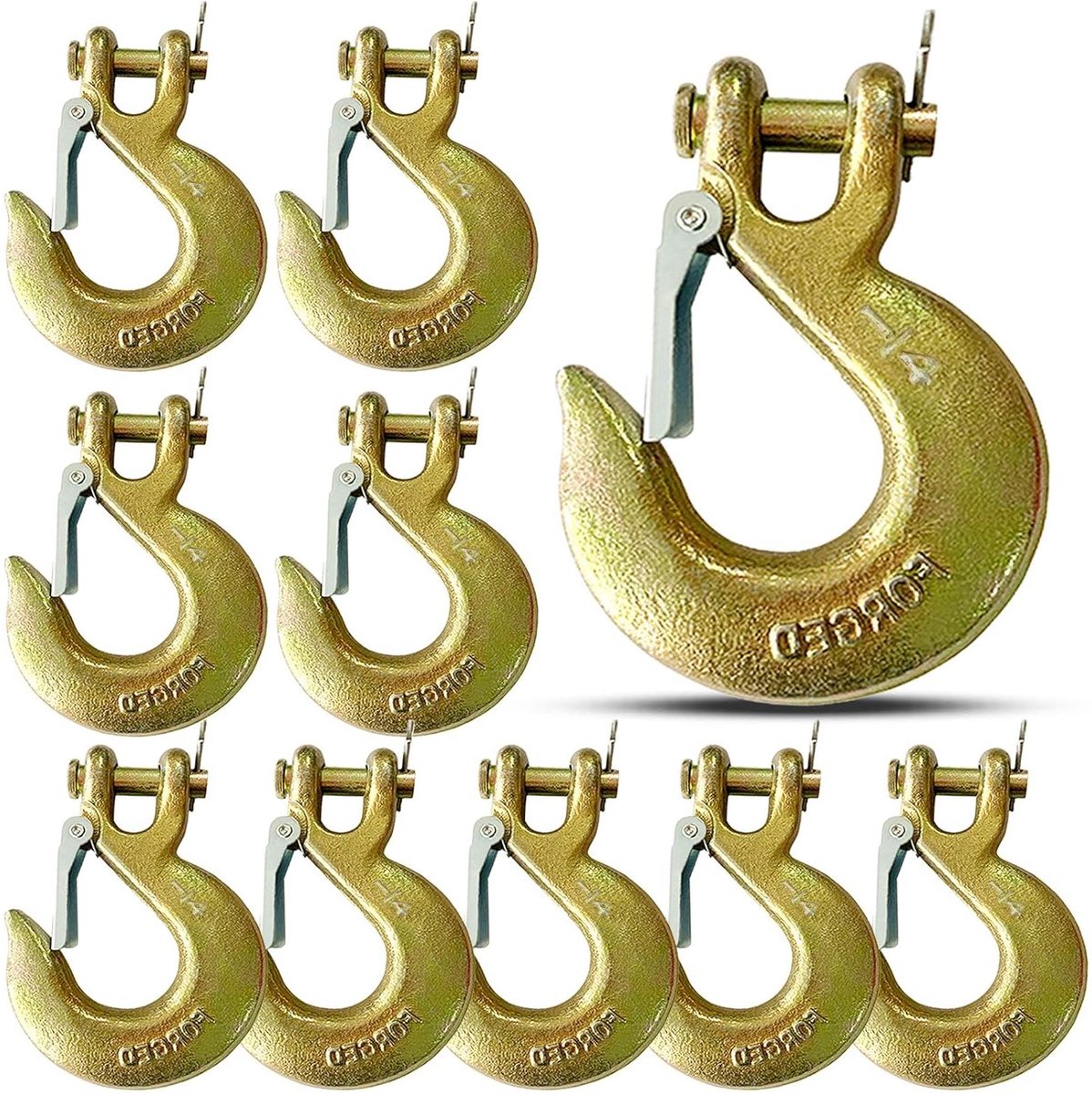 Clevis Slip Haken - Veiligheidshaken - Zwaar Transport - Met Vergrendeling - 1/4 Inch 4 Stuks - Chroom