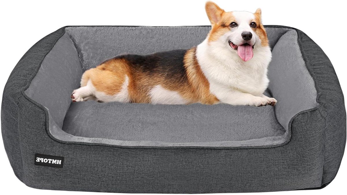 Hondenbed - Hondenkussen bank - Rustig slapen - Afneembaar en wasbaar - 90 x 75 cm - Grijs gesplitst