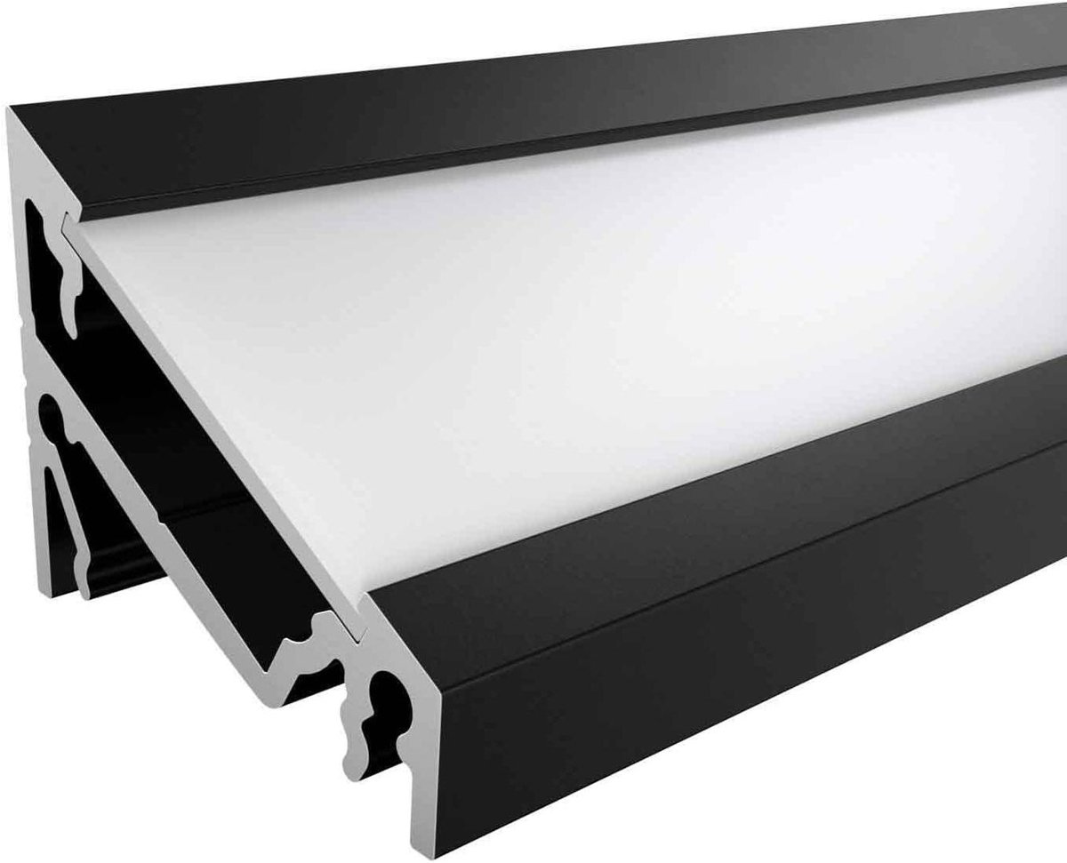 Hoekprofiel - Aluminium Profiel - Led Strip Montage - Geanodiseerde Afwerking - 1 stuk - Zwart