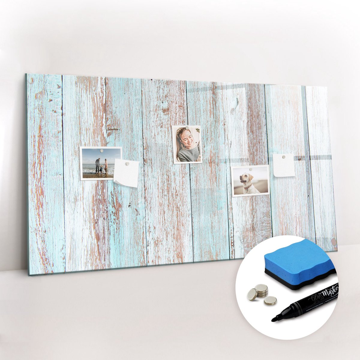 Tulup Whitebord - Pastelkleurig hout - 120 x 60 cm - Turkoois Magneetbord Design - Gratis 5 Sterke Magneten + Whiteboard Marker & Wisser - Wanddecoratie Kantoor - Memobord Keuken - Ideeënbord Thuiswerkplek
