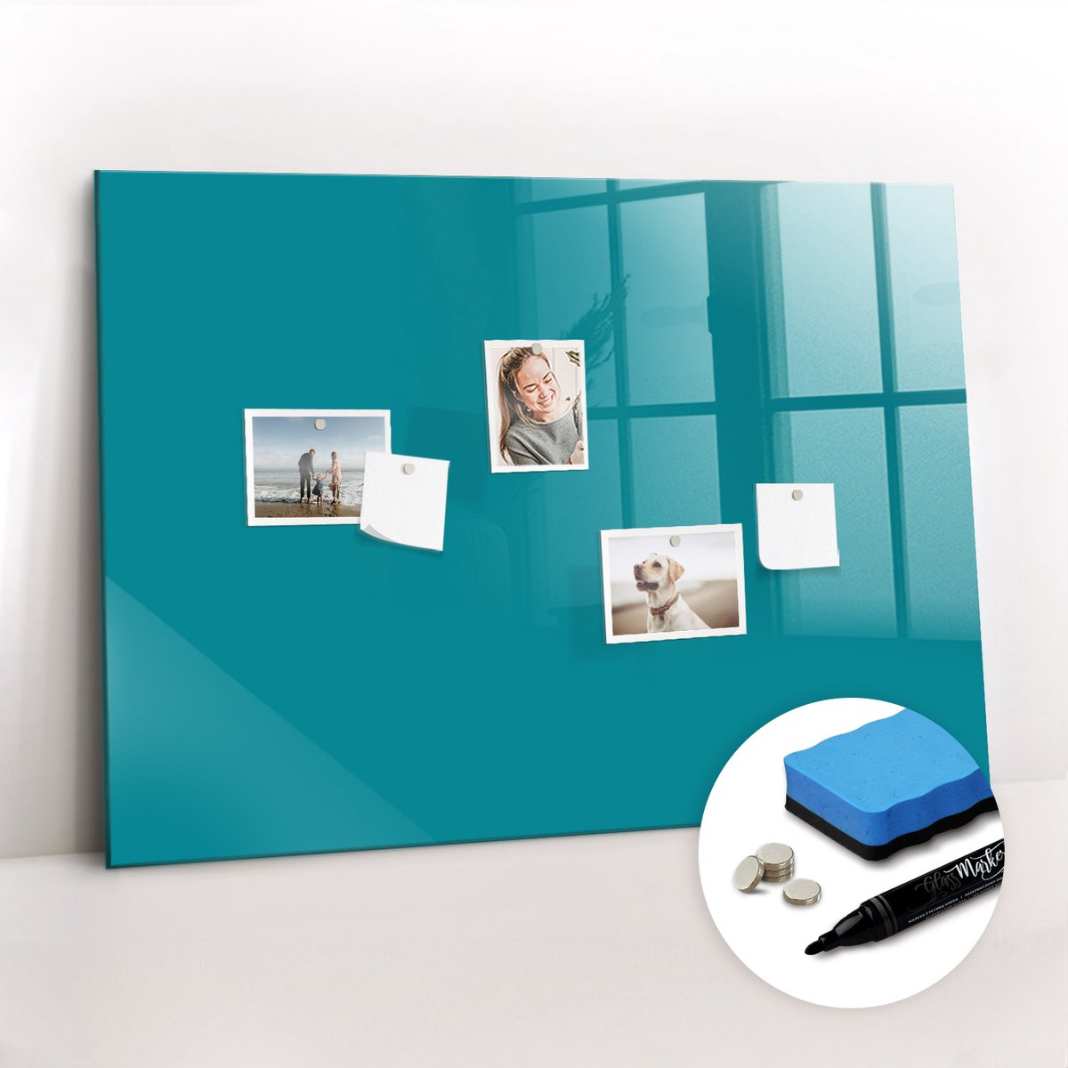 Tulup Whitebord - Zeekleur - 100 x 70 cm - Maritiem Magneetbord Foto - Gratis 5 Sterke Magneten + Whiteboard Marker & Wisser - Design Memobord - Magnet Board - Productiviteit Tools