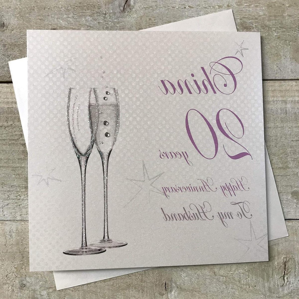 Bruiloft Verjaardag Kaart - Jubileum Kaart Kaart - Geleentheid Vieren - Met Edelstenen - 16x16cm - Wit