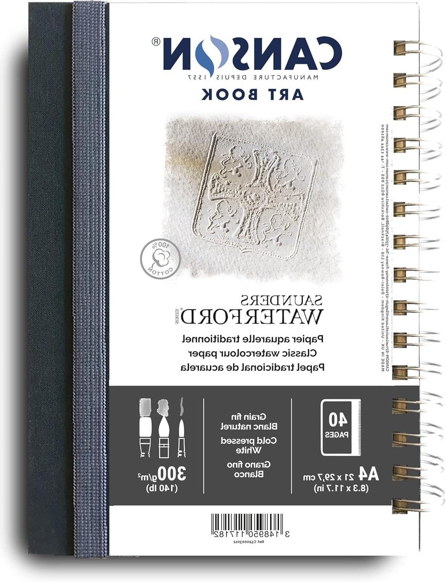 Canson Aquarelpapier - Tekenen Blok - Schilderen Tekenen - 100% Katoen - A4 300 g/m² - Wit