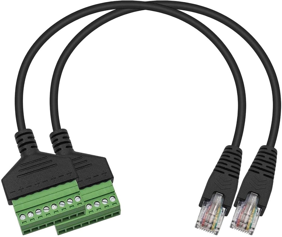 RJ45 naar 8-Pin Adapter - Ethernet Connector Netwerk Kabel Adapter - Netwerk Kabel Verlengen - Schroefklem Aansluiting - 2 stuks