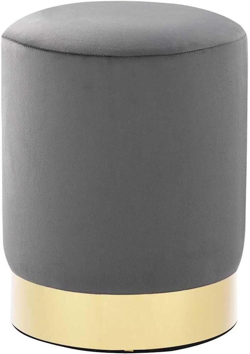 Hocker Voetenbank - Poef Zetel - Comfort Verhogend - Zachte Velours Bekleding - 28 x 36 cm - Donkergrijs