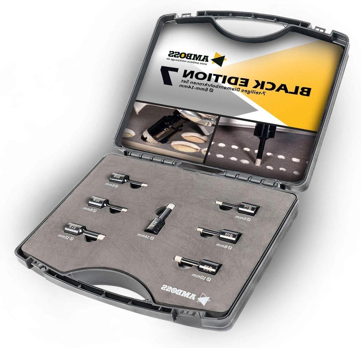 Diamant tegelboor set - Boorkronen M14 - Precisie gaten maken - Professionele kwaliteit diamanten - Set Ø 8-14 mm - Zwart