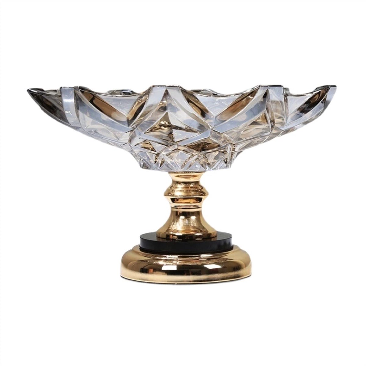 Fruitschaal Glas Hoogvoetige Fruitschaal Geometrische Vorm Dienblad Modern Licht Luxe Tafeldecoratie Salontafel Snoep Snackschaal Fruitschaal