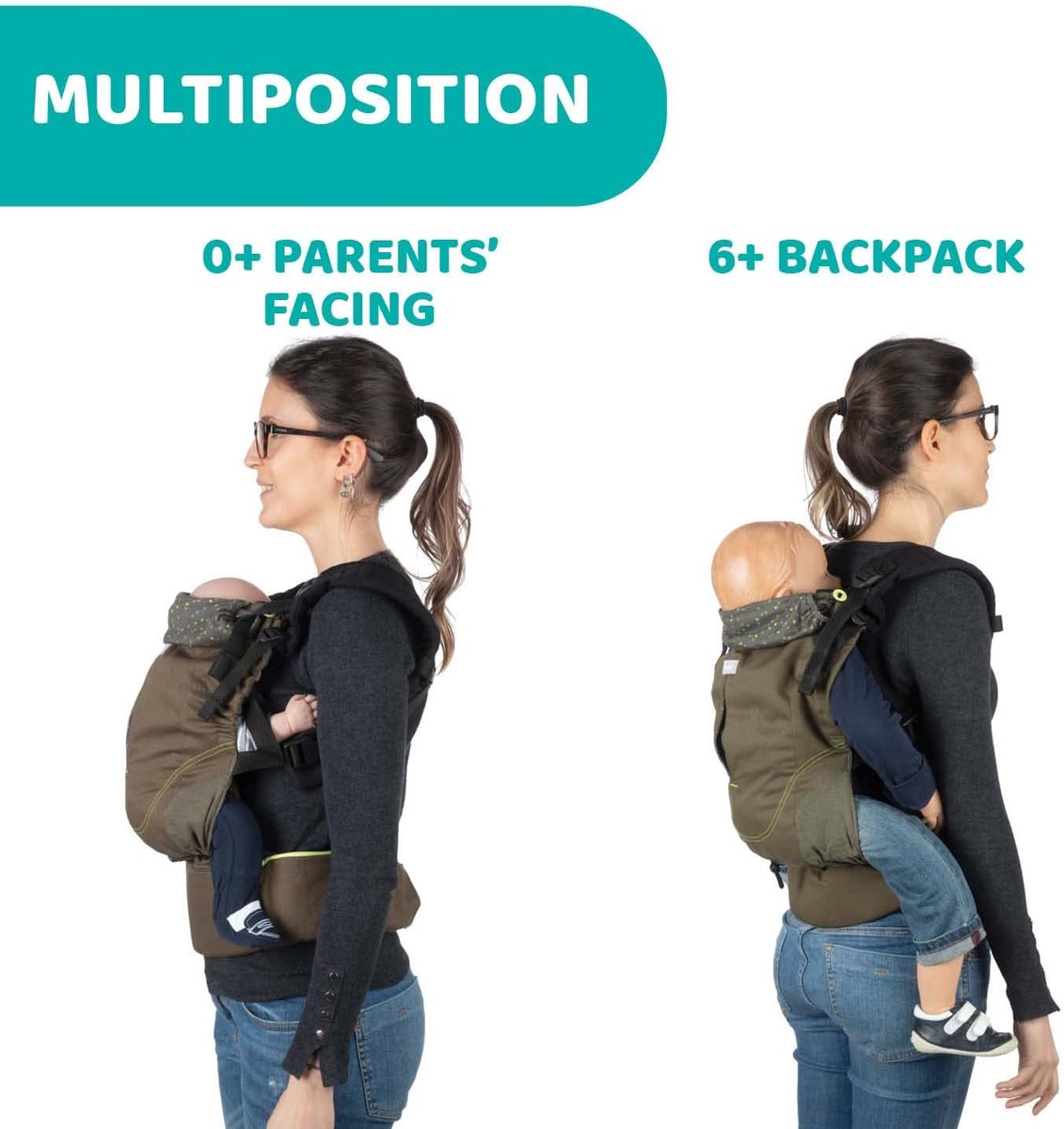 Ergonomische Baby Draagzak - Draagdoek Verstelbaar - Baby Comfortabel Dragen - M-Positie Beentjes - Tot 15 kg - Bladgroen – foto 7