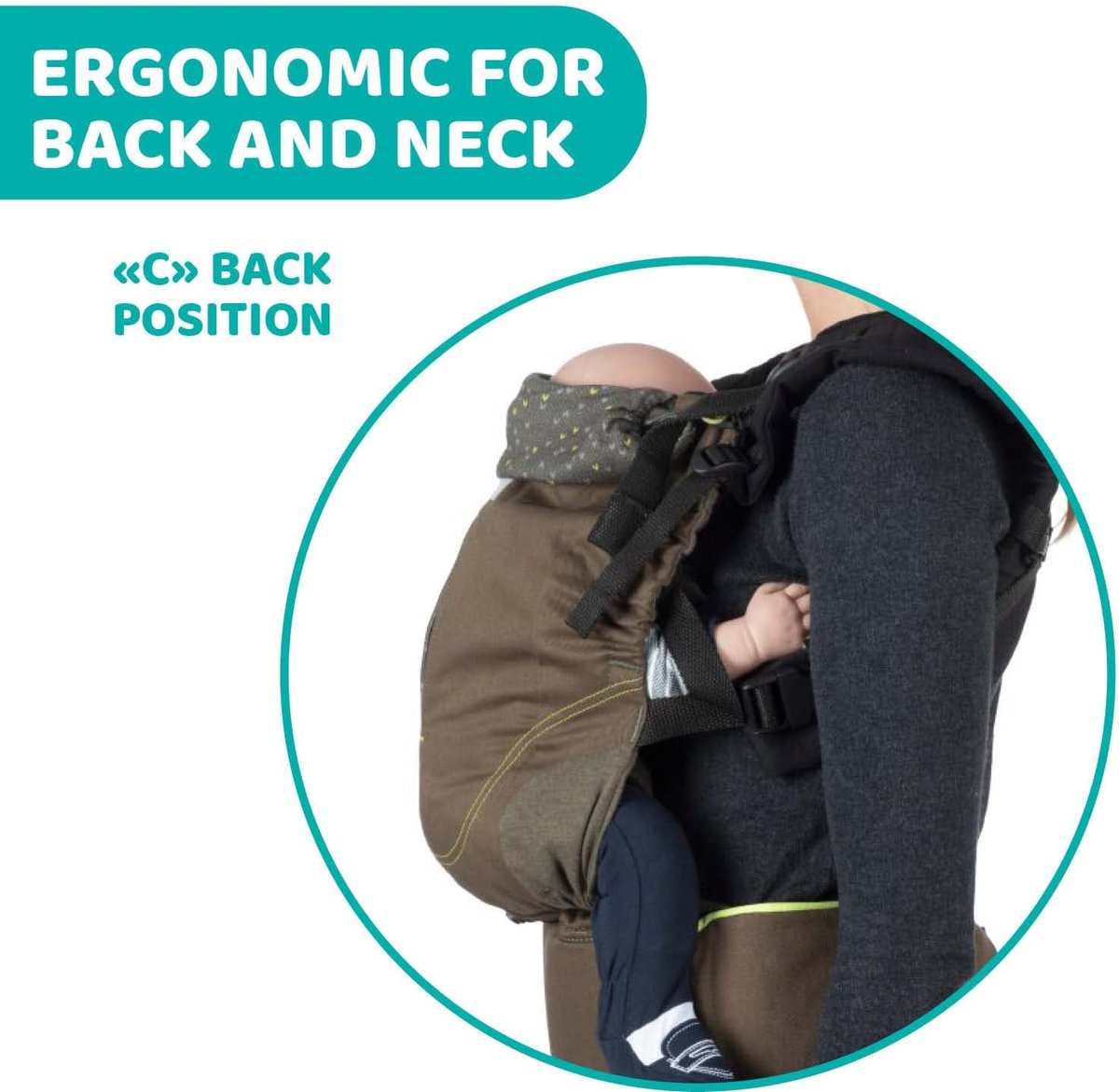 Ergonomische Baby Draagzak - Draagdoek Verstelbaar - Baby Comfortabel Dragen - M-Positie Beentjes - Tot 15 kg - Bladgroen – foto 5