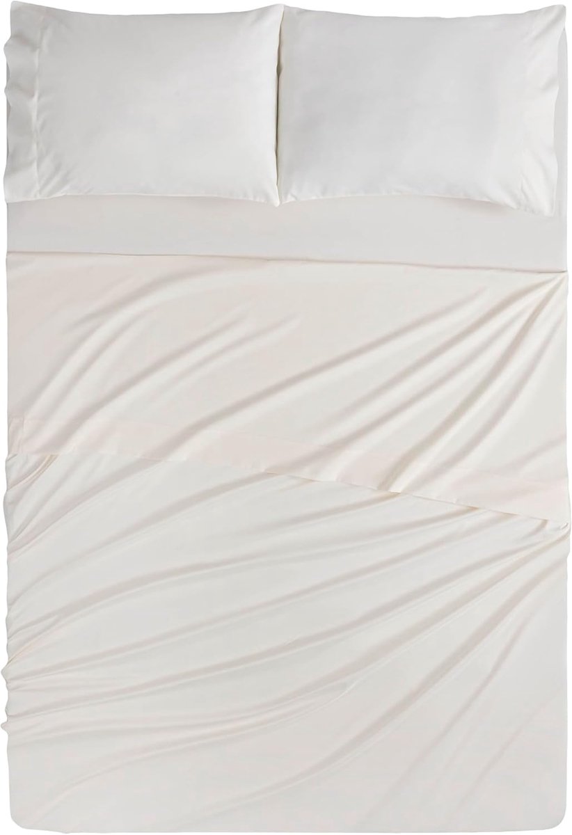 Beddengoed Set - Hoeslaken Dekbed - Slaapkamer Aankleden - Geborsteld Microvezel - 4 Delig - Beige – foto 4