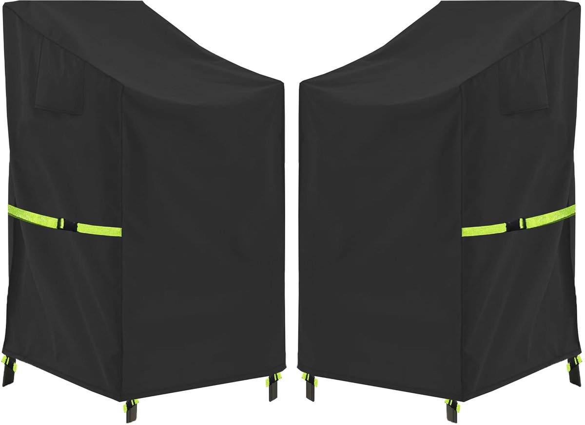 waterdicht, hoes voor stapelstoelen, winterbestendig, 600D Oxford-weefsel, winddicht, anti-uv beschermhoes voor tuinstoel met ventilatieopeningen, 71 x 91 x 80/120 cm