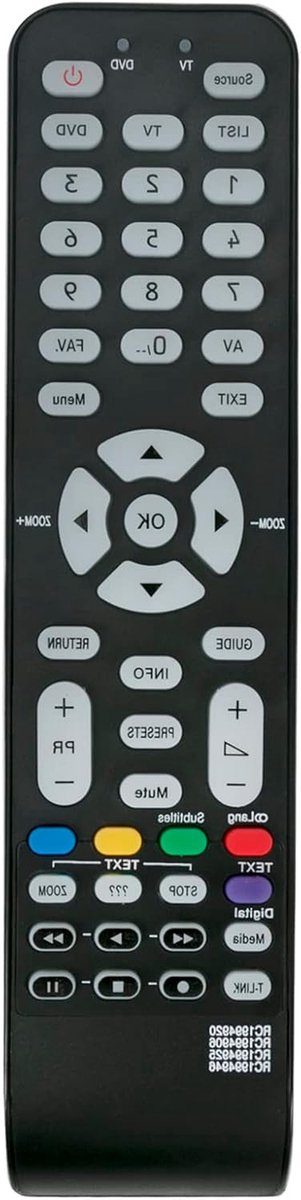 Afstandsbediening - Universele afstandsbediening - TV bedienen - Geen programmering nodig - 4 x 12 cm - Zwart