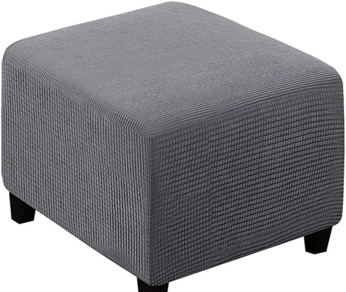 Voetenbank Hoezen - Poef Overtrek - Bescherming Interieur - Elastische Pasvorm - 33x33cm - Donkergrijs